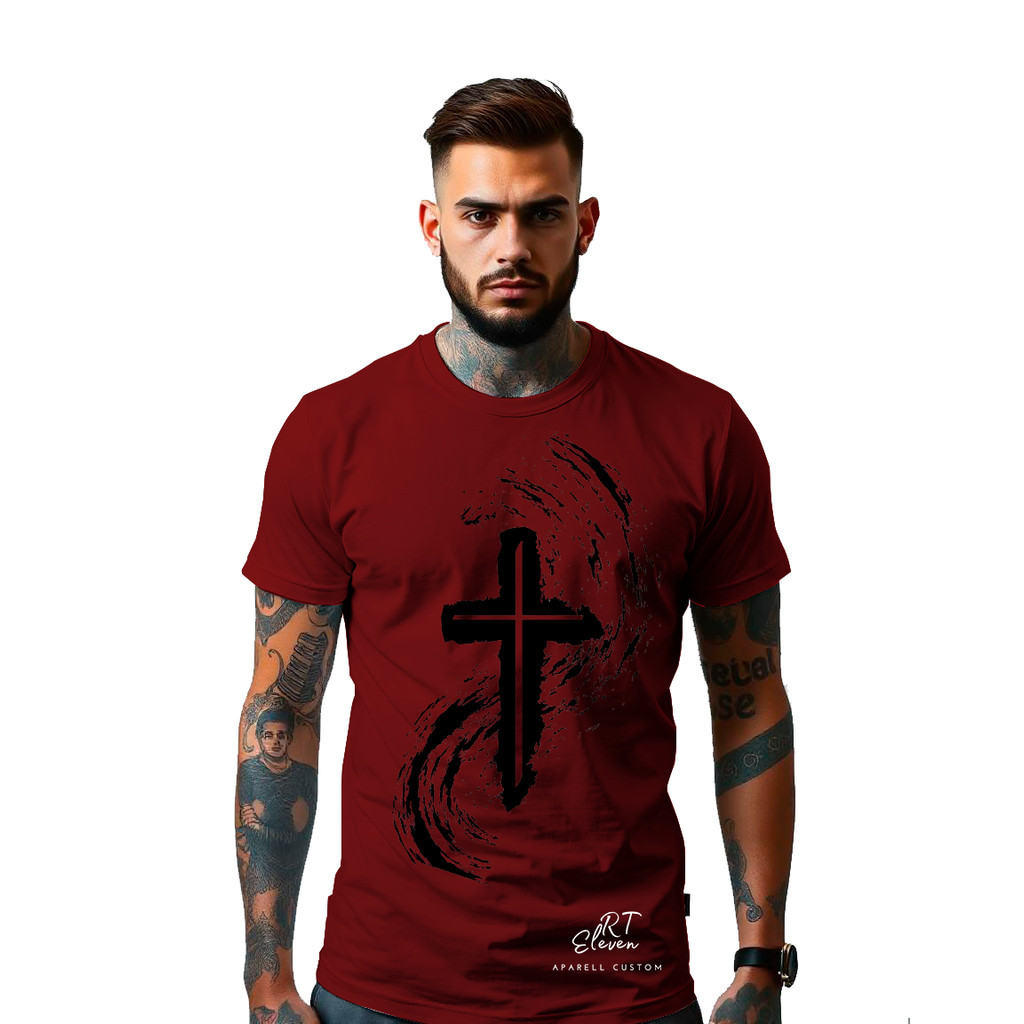 Camiseta Estampada Cruz Jesus Moda Cristã Gospel Linha Premium Camisa 100% Algodão Malha 30.1 Camiseta masculina e Feminina