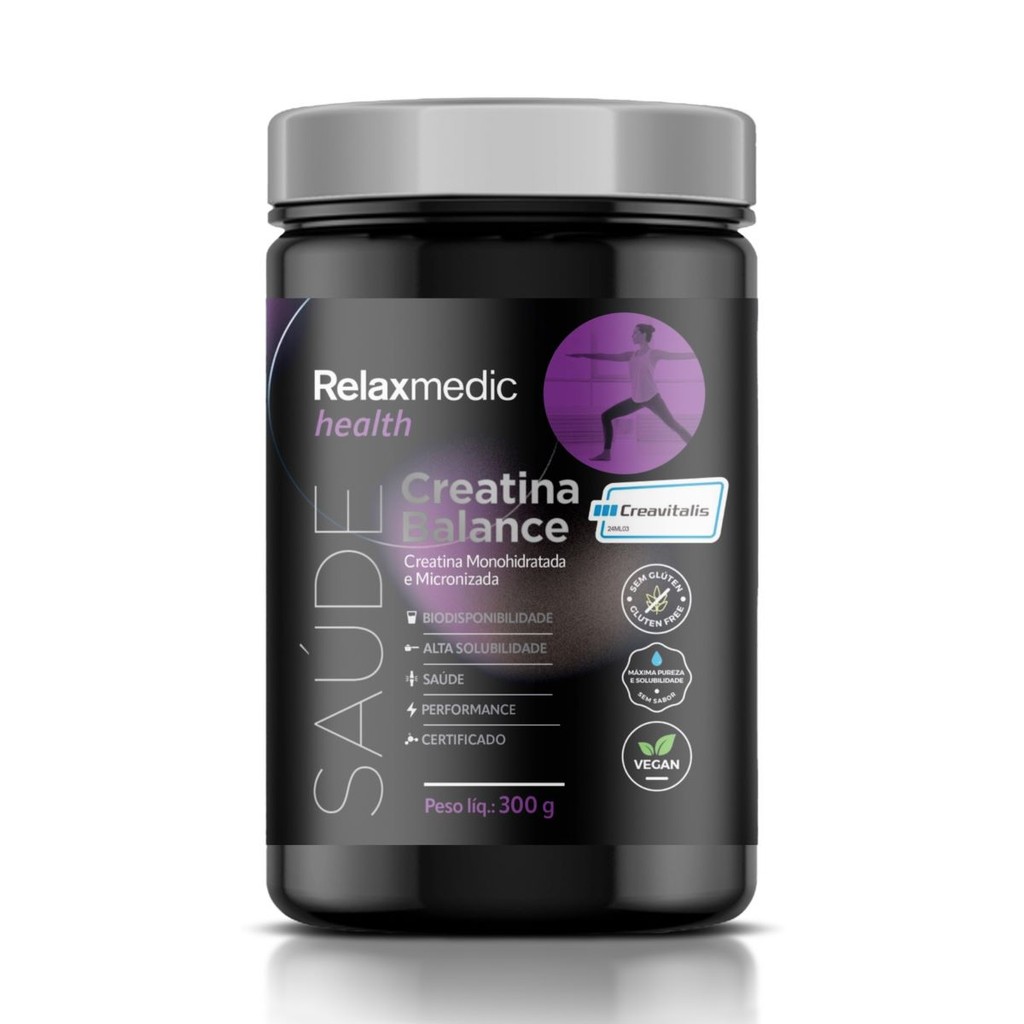 Creatina Monohidratada Creavitalis Balance Health 300g Em Pó Relaxmedic em Oferta na Shopee