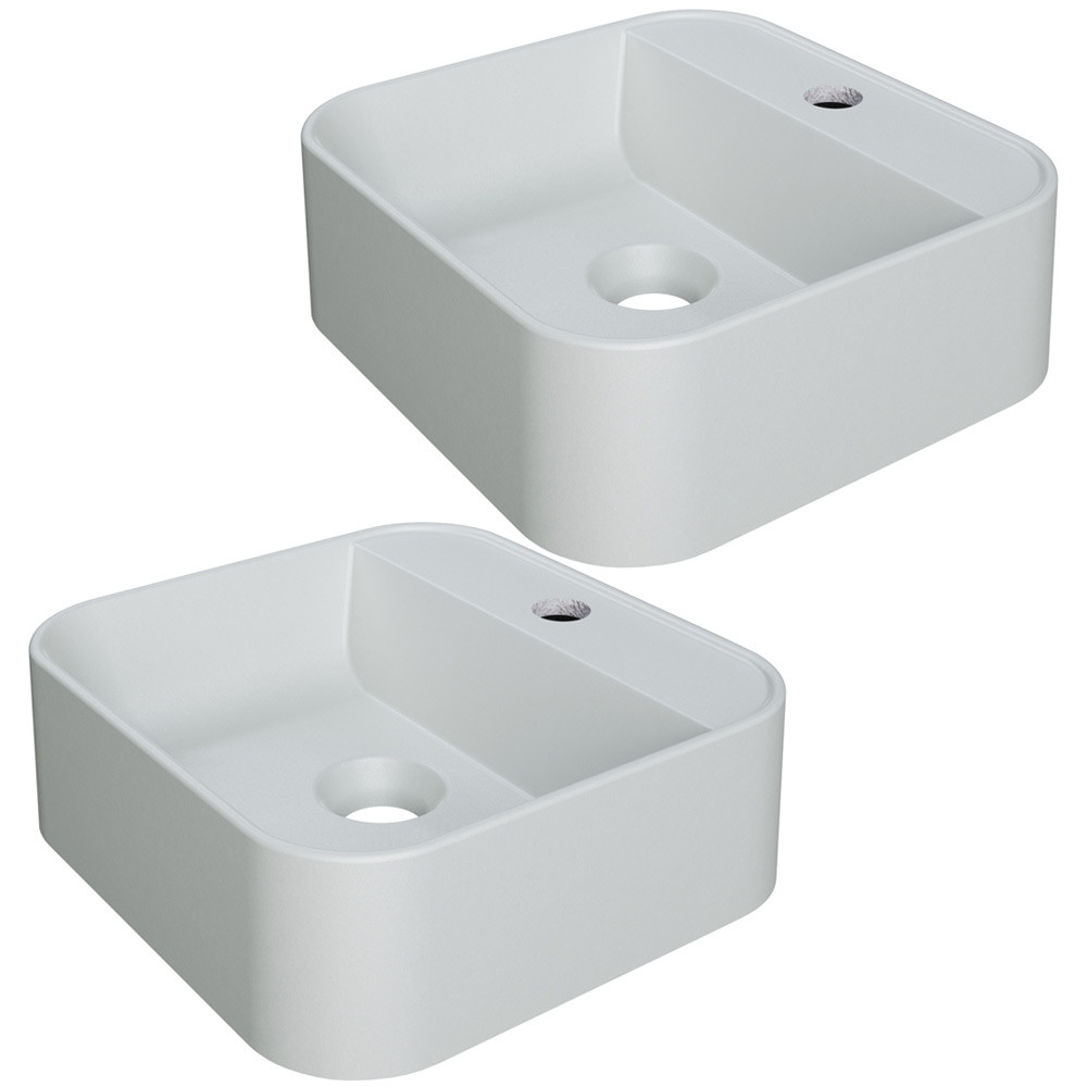 Kit 02 Cubas de Apoio Quadrada Para Banheiro Lavabo C01 QA31W Cinza Matte Fosca - Lyam em Oferta na Shopee
