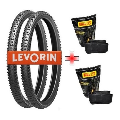Par de Pneus Levorin Excess Aro 26x1.95 + 2 Câmaras Pirelli - Sports & Outdoors