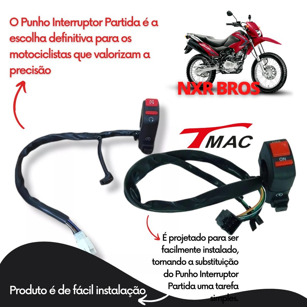 Punho Interruptor Partida Bros 150 Esd 03-08 Xr 250 Tornado — imagem 2 de 2