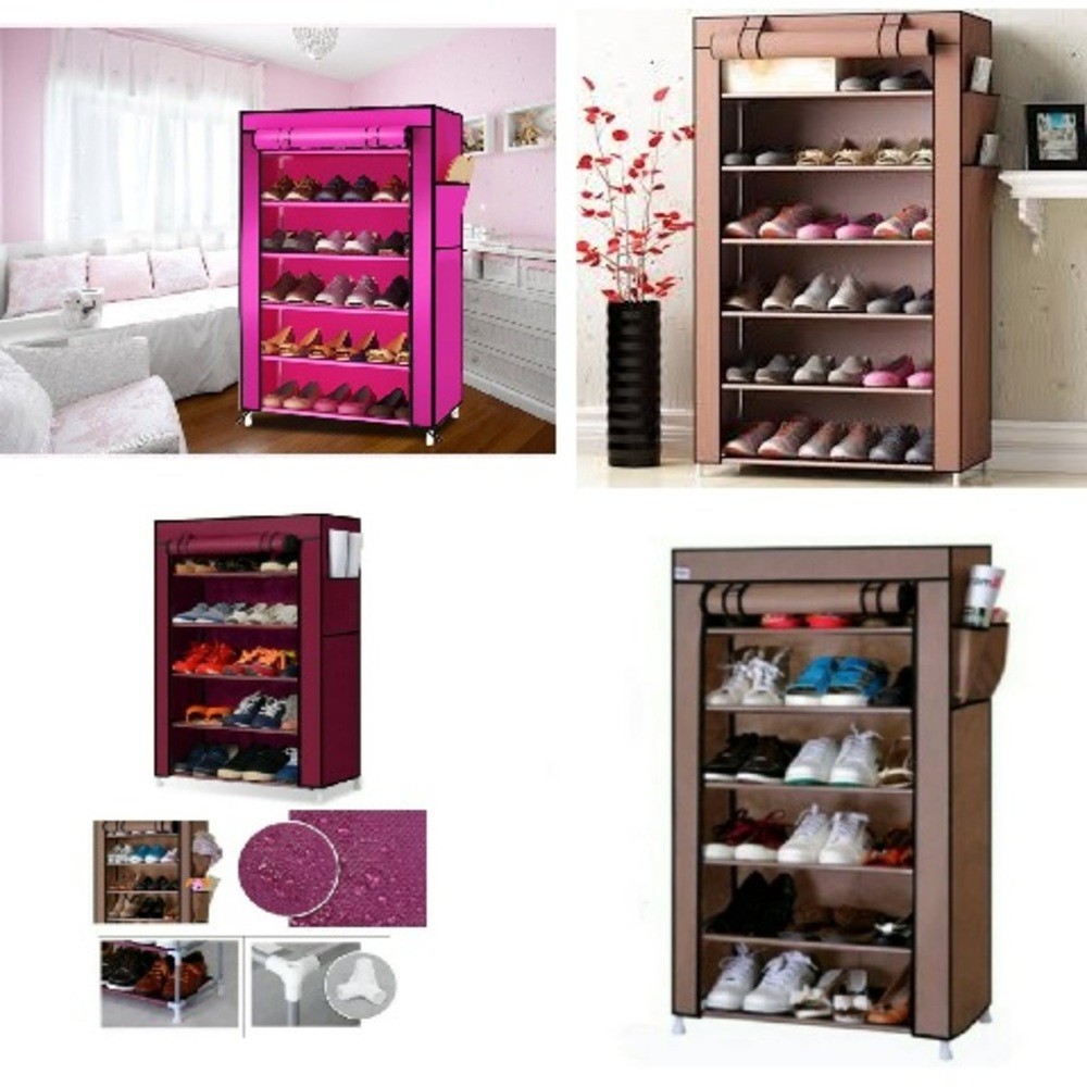 SAPATEIRA 6 PRATELEIRAS GIGANTE ARMARIO ORGANIZADOR GUARDA ROUPA PORTATIL DESMONTAVEL TENIS CALÇADOS ZIPER