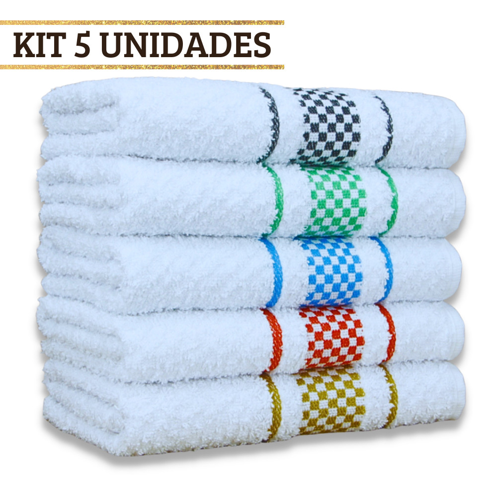 Kit 05 Pano de Prato Copa Jaquard Premium Atoalhado Felpudo 45x70cm 100% Algodão