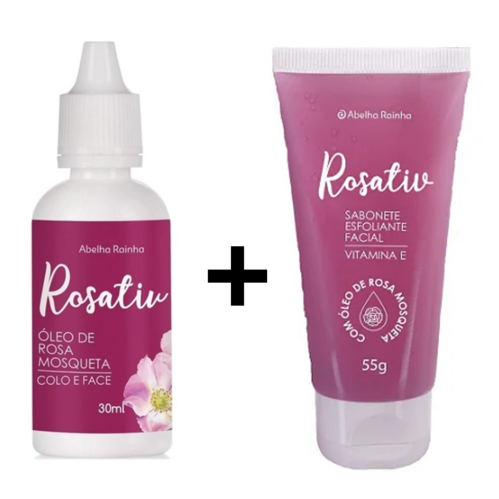 Kit Sabonete Esfoliante Facial Óleo Rosa Mosqueta Beleza Natural  Abelha Rainha