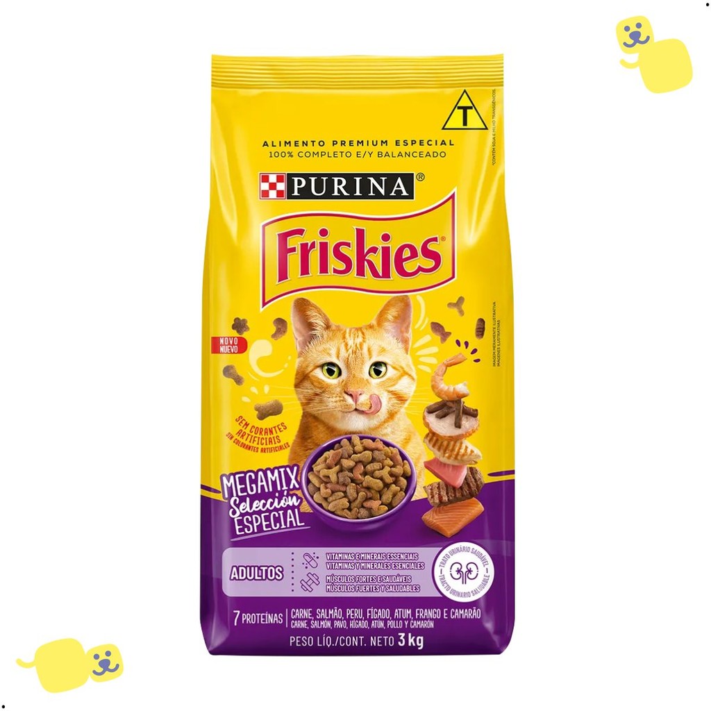 Ração Friskies Gatos Adultos Megamix 10,1Kg Alimento Felinos 30% Proteínas Premium Especial Cat