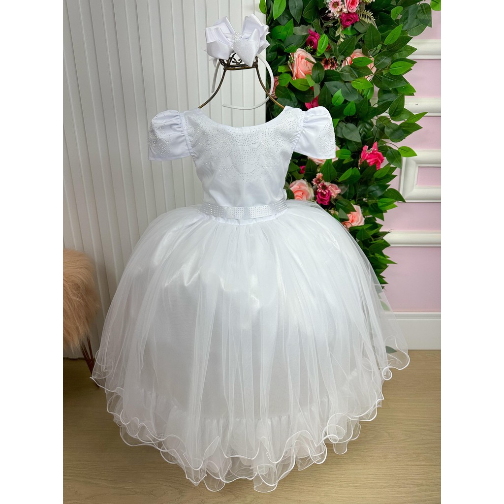 Vestido Enjoy Longo Branco Babadinho