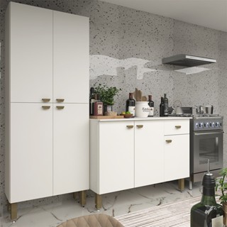 Armário de Cozinha Modulada Completa Compacta Balcão Madrid Branco - RosaFor em Oferta na Shopee