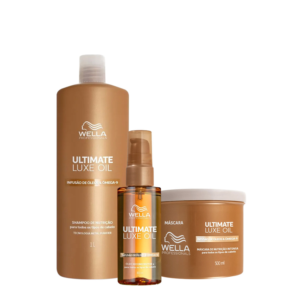 Kit Wella Professionals Ultimate Luxe Oil Shampoo Máscara e Óleo (3 produtos)