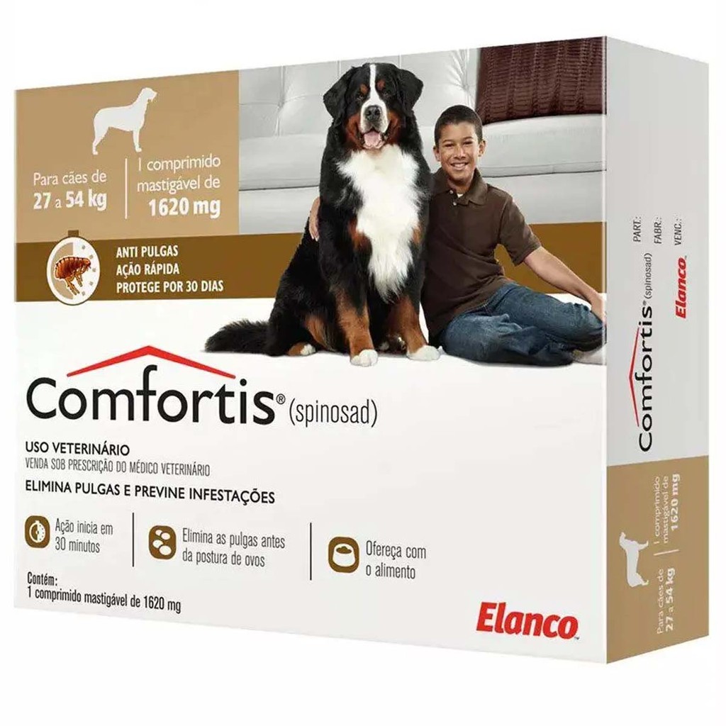 Antipulgas Comfortis 1620mg para cães de 27 a 54kg - 1 Unidade - Elanco - Pets