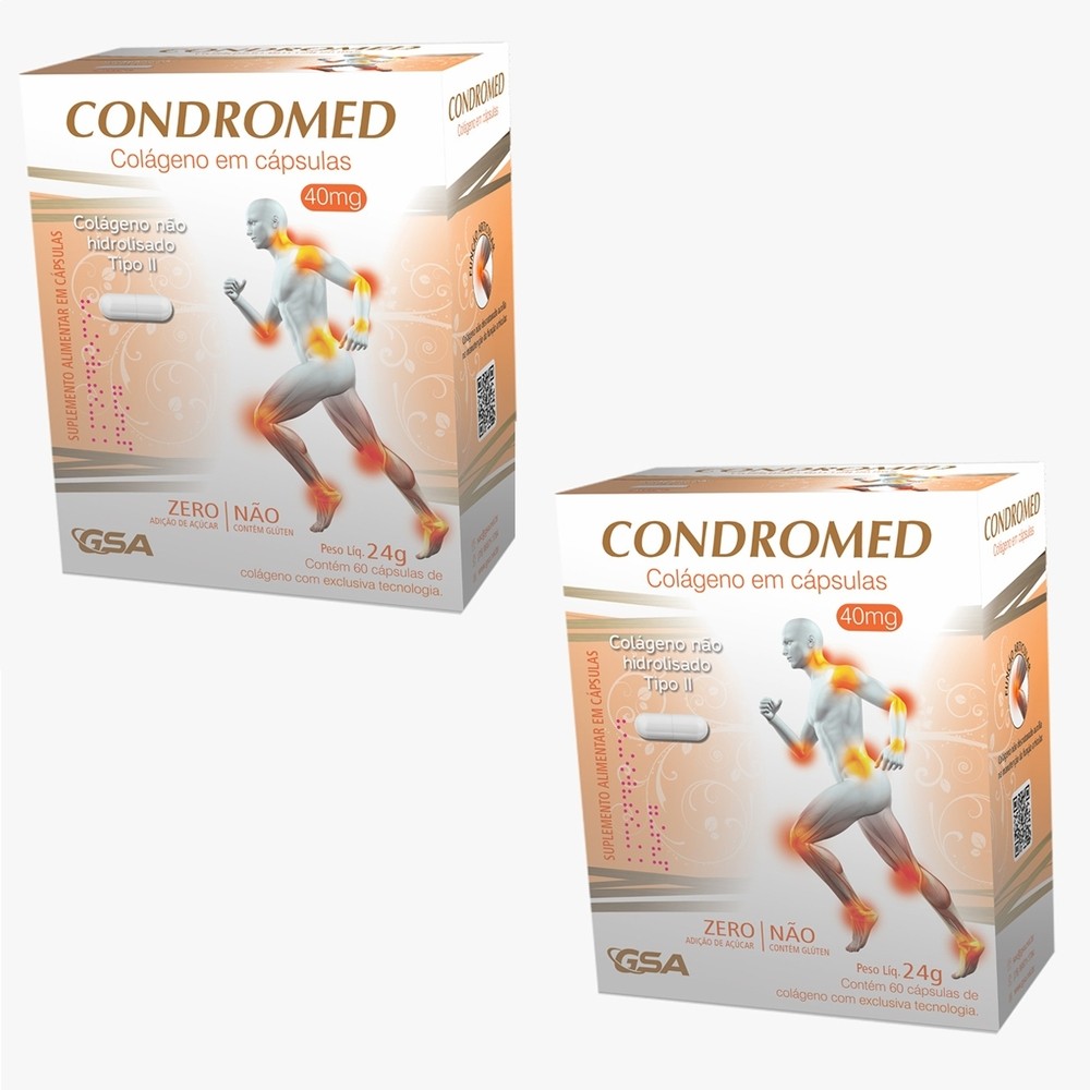 Kit 2 Colágeno Tipo 2 - Condromed 60 Cápsulas = Condres - Health