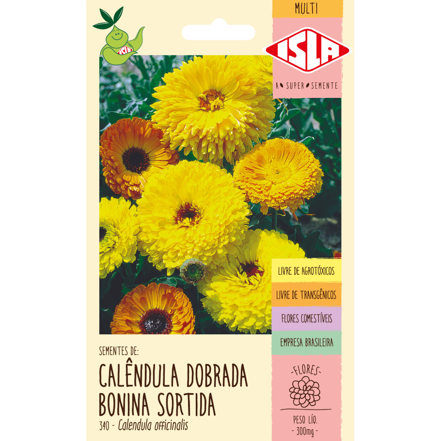 Sementes de Calêndula Dobrada Sortida - 300mg - Isla
