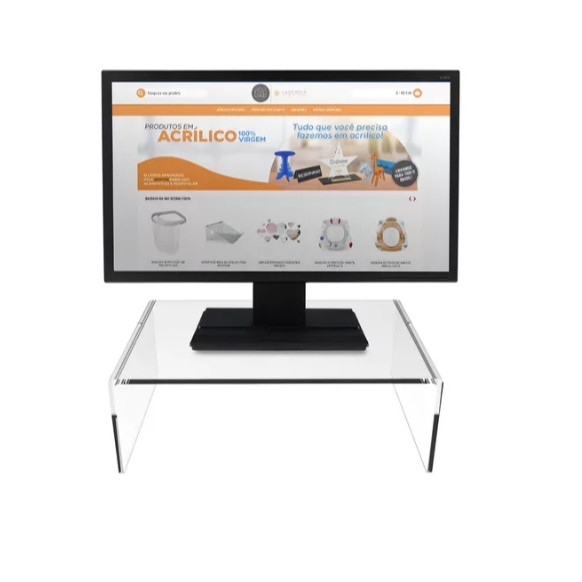Suporte Acrílico para Monitor com Base Extensora para Tela LED de Computador