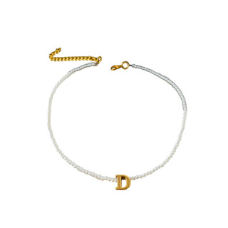 Colar de mini Pérolas com Inicial Ouro e Prata Semi Joia