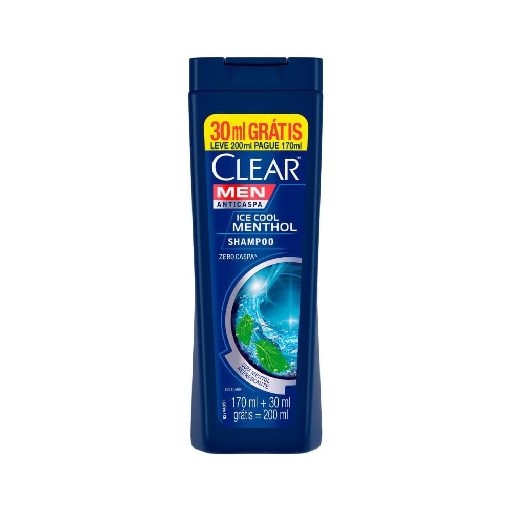 Shampoo Anticaspa Clear Men Ice Cool Menthol 170 ml em Oferta na Shopee