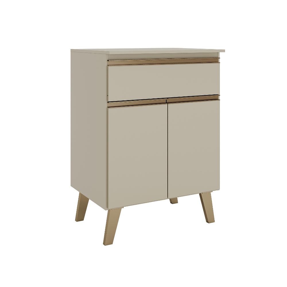 Balcão 600 Atlanta Carraro Amêndoa 2 Portas 1 Gaveta em Oferta na Shopee