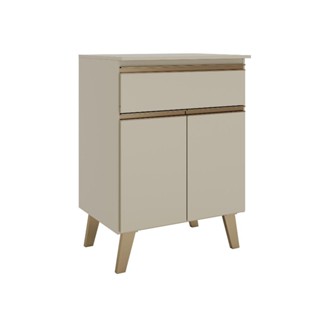 Balcão 600 Atlanta Carraro Amêndoa 2 Portas 1 Gaveta em Oferta na Shopee