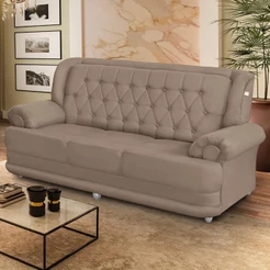 Sofá 2,00m 3 Lugares Suede Filadélfia Marrom Castor
