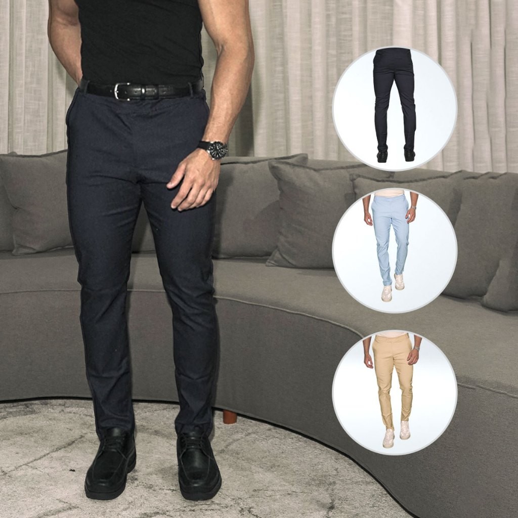 Calça Masculina Alfaiataria Skinny Bengaline Elastano Esporte Fino Estilo Social