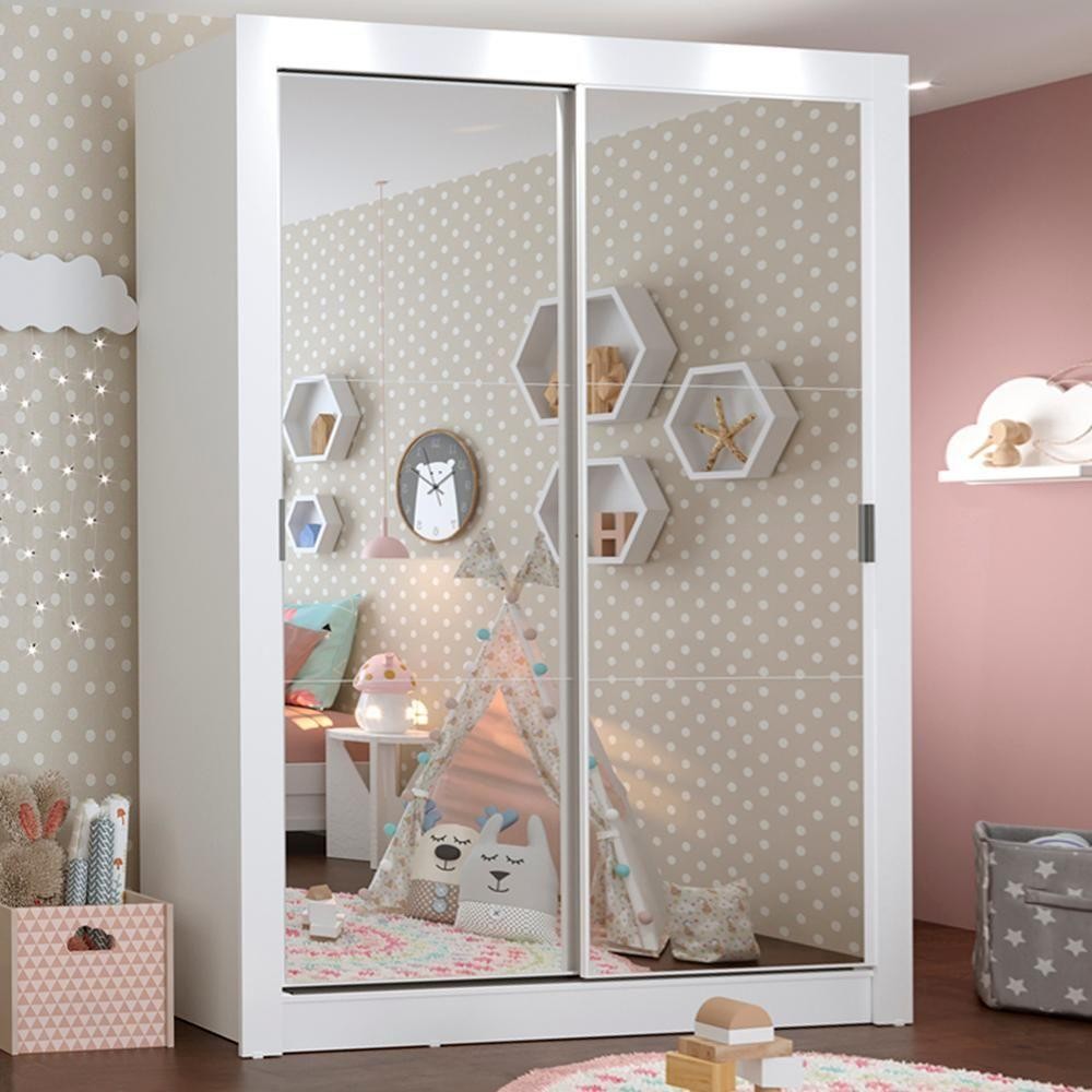 Guarda-roupa Infantil 2 Portas De Correr Espelho em Oferta na Shopee