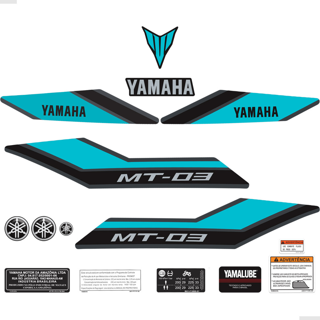 Kit Adesivos Para Yamaha MT-03 2025 Moto Preta + Emblemas em Oferta na Shopee
