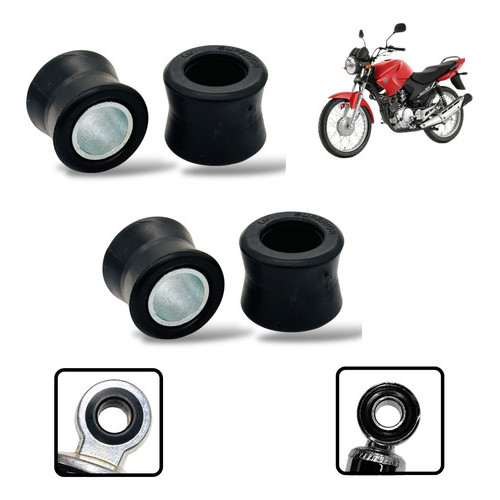 Bucha Amortecedor Traseiro Ybr 125 Factor 125 Kit 4 Pç