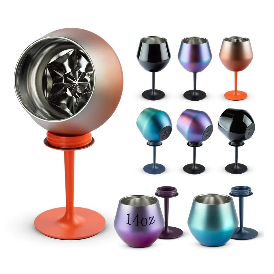 Taça Térmica 2 em 1 Inox 360ml – Vinho, Gin, Coquetel, Copo Removível Prismático