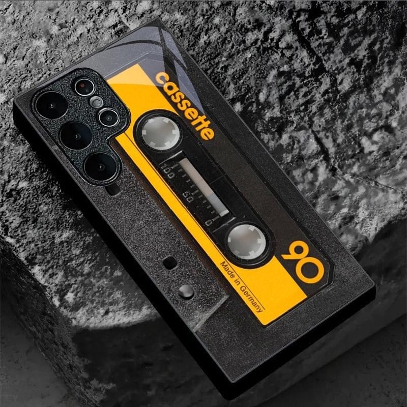 Fita De Rádio Magnética Com design De Cassete , Capa De Telefone De Vidro Para Samsung Galaxy S20 S21 S22 S23 S24 S25 Ul