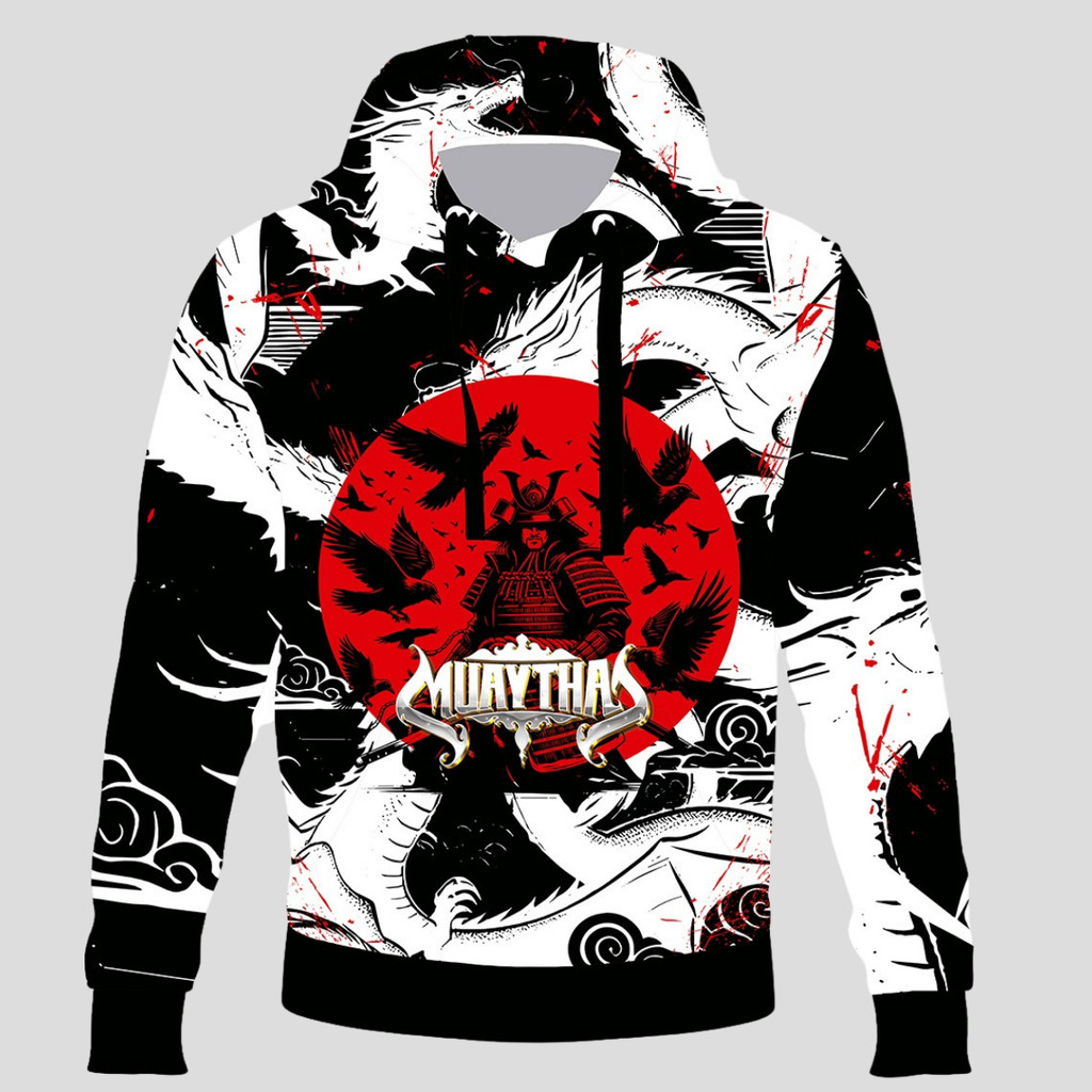 Moletom Muay Thai Blusa De Frio Agasalho Touca Bolsos Luta Esporte Flanelado Samurai