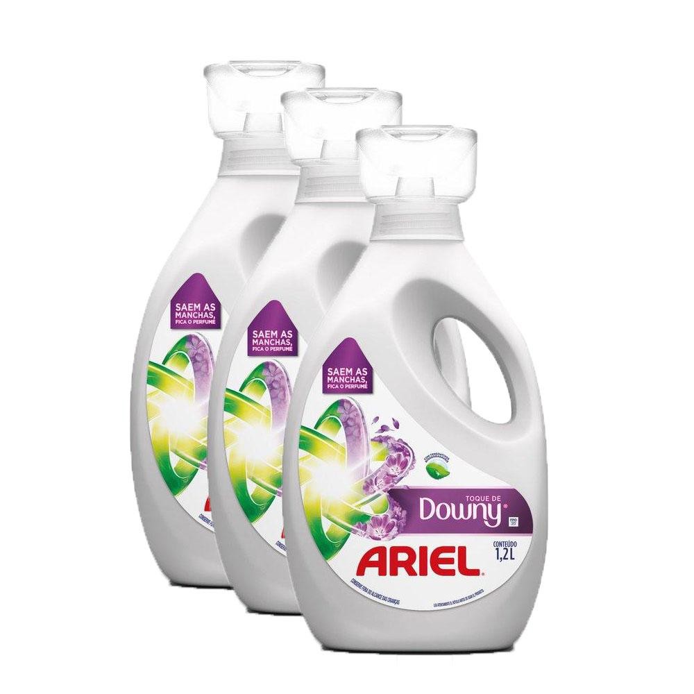 Kit 3 Sabão Líquido Concentrado Ariel Toque de Downy 1,2L em Oferta na Shopee
