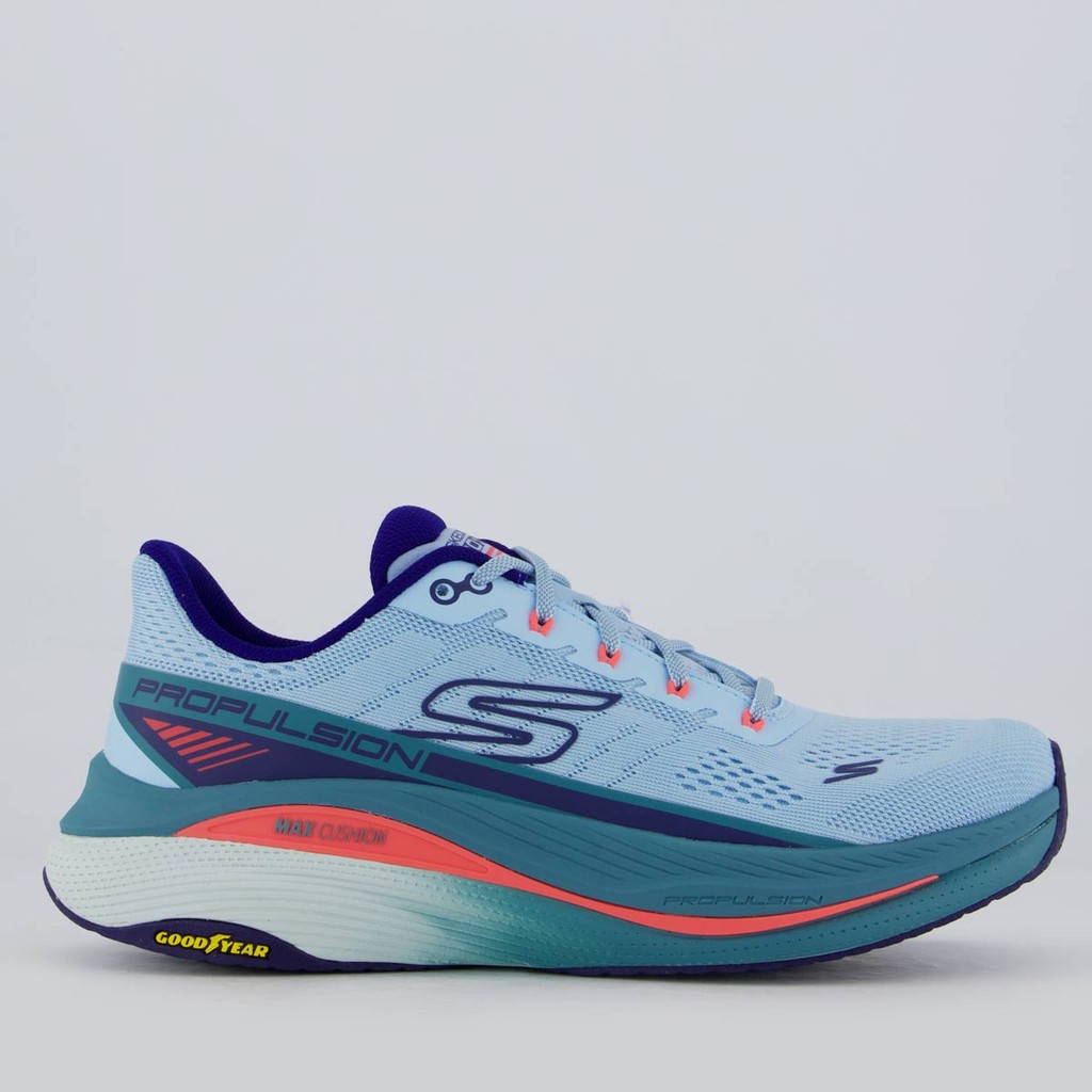 Tênis Skechers Max Cushioning Propulsion Feminino Azul em Oferta na Shopee