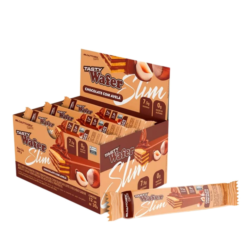 Tasty Wafer Slim Caixa Com 12 Unidades 30g Adaptogen Chocolate Com Avelã em Oferta na Shopee