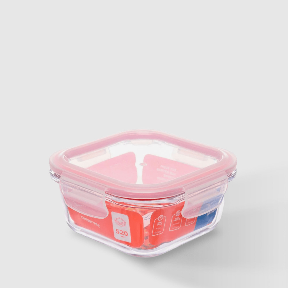 Pote de Vidro Hermético 520ml Quadrado Invicta - Home & Living