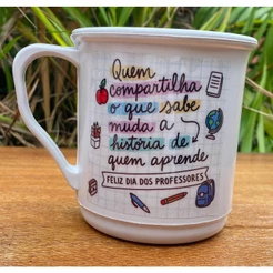 Lembrancinha dia professor 20un promoção caneca decorada plastico resistente criativa pronta entrega