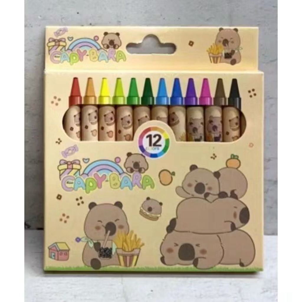 Giz De Cera Capivara Com 12 Cores Lápis 8.8cm Colorido Pintura em Oferta na Shopee