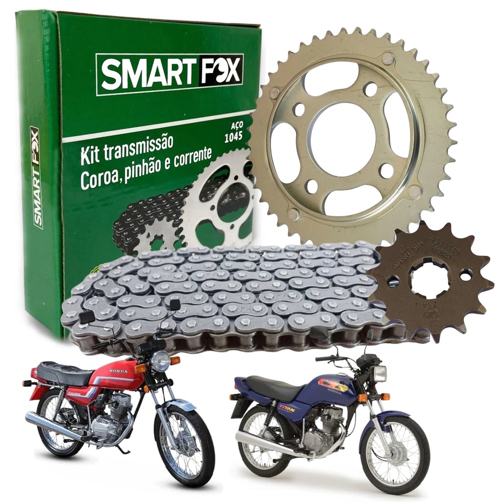 Kit Relação Transmissão Completo Titan 125 1994 1995 1996 1997 1998 1999 Aço 1045