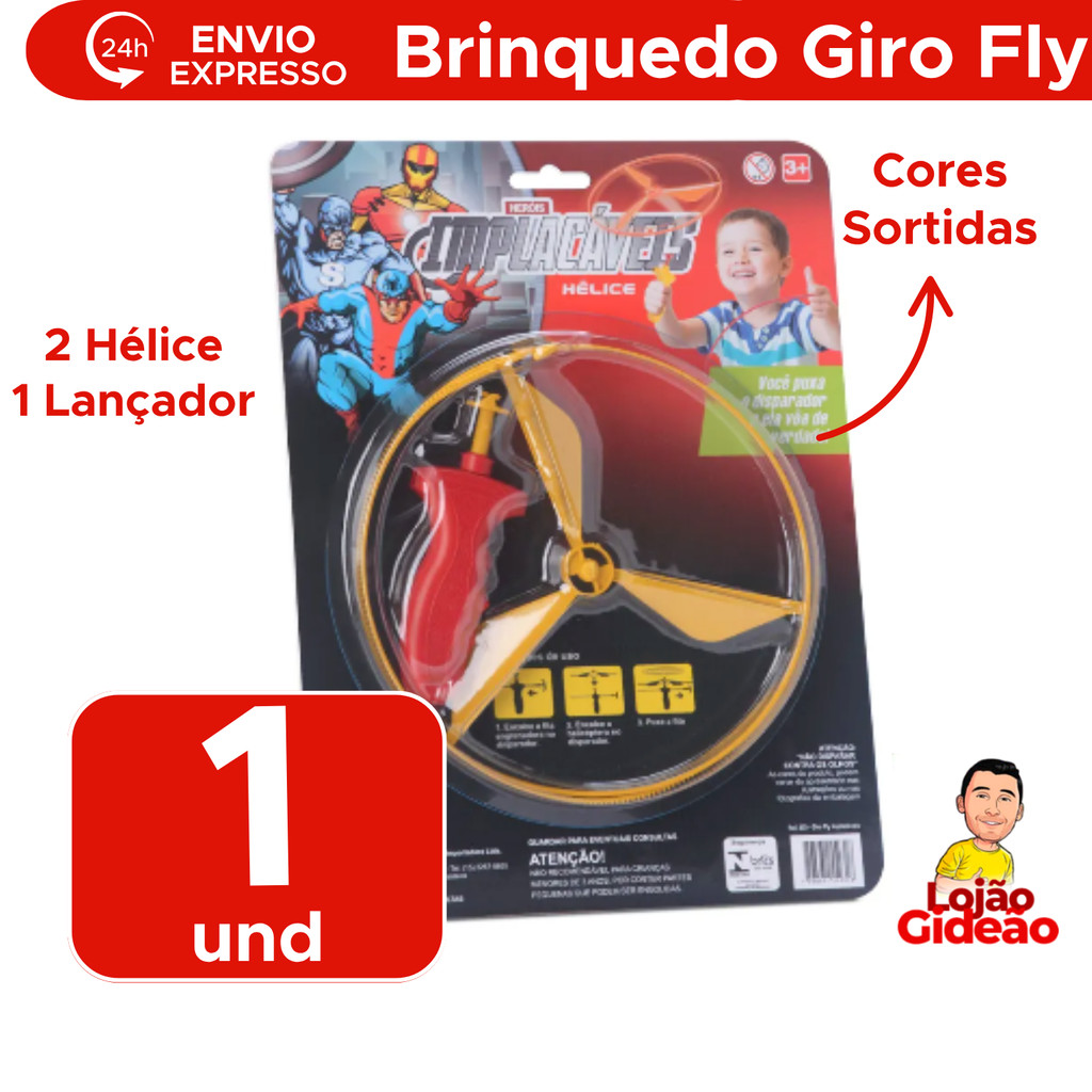 Brinquedo Giro Fly Lançador Giro Hélice Helicóptero Lembrancinha Para Festa Brinquedos Voador