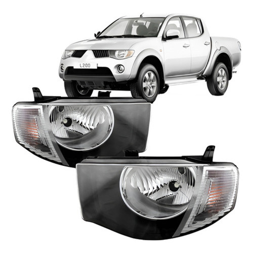 Par Farol L200 Triton 2007 A 2016 Foco Simples Pisca Cristal