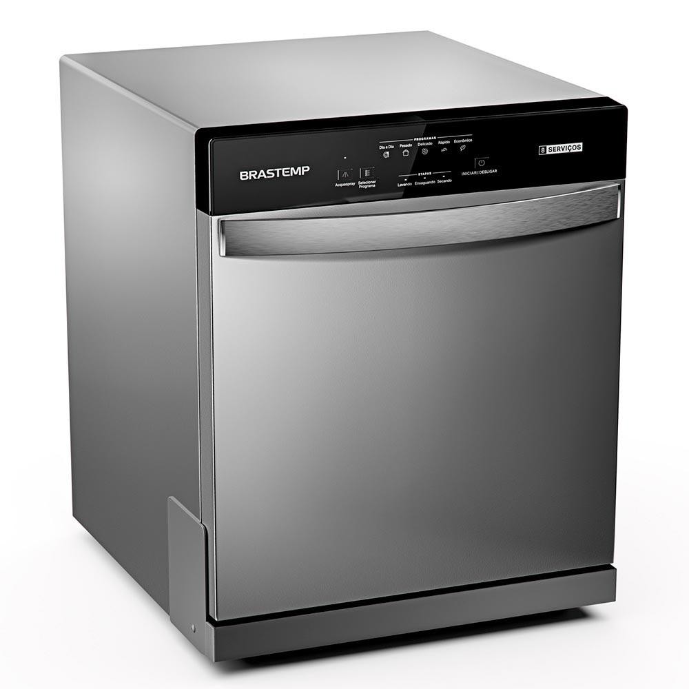 Lava Louças Brastemp Cinza Metálico com 08 Serviços e 05 Programas de Lavagem - BLF08B em Oferta na Shopee