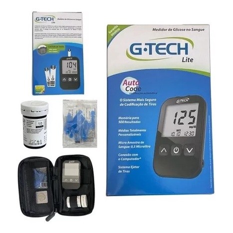 Aparelho Medir Diabetes Glicose Combo Completo G-tech Lite