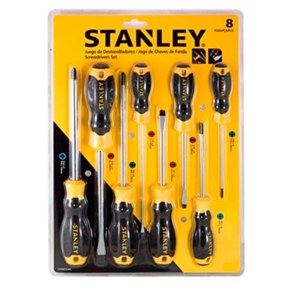 Jogo de chave de fenda e phillips com 8 peças - Stanley - Home & Living