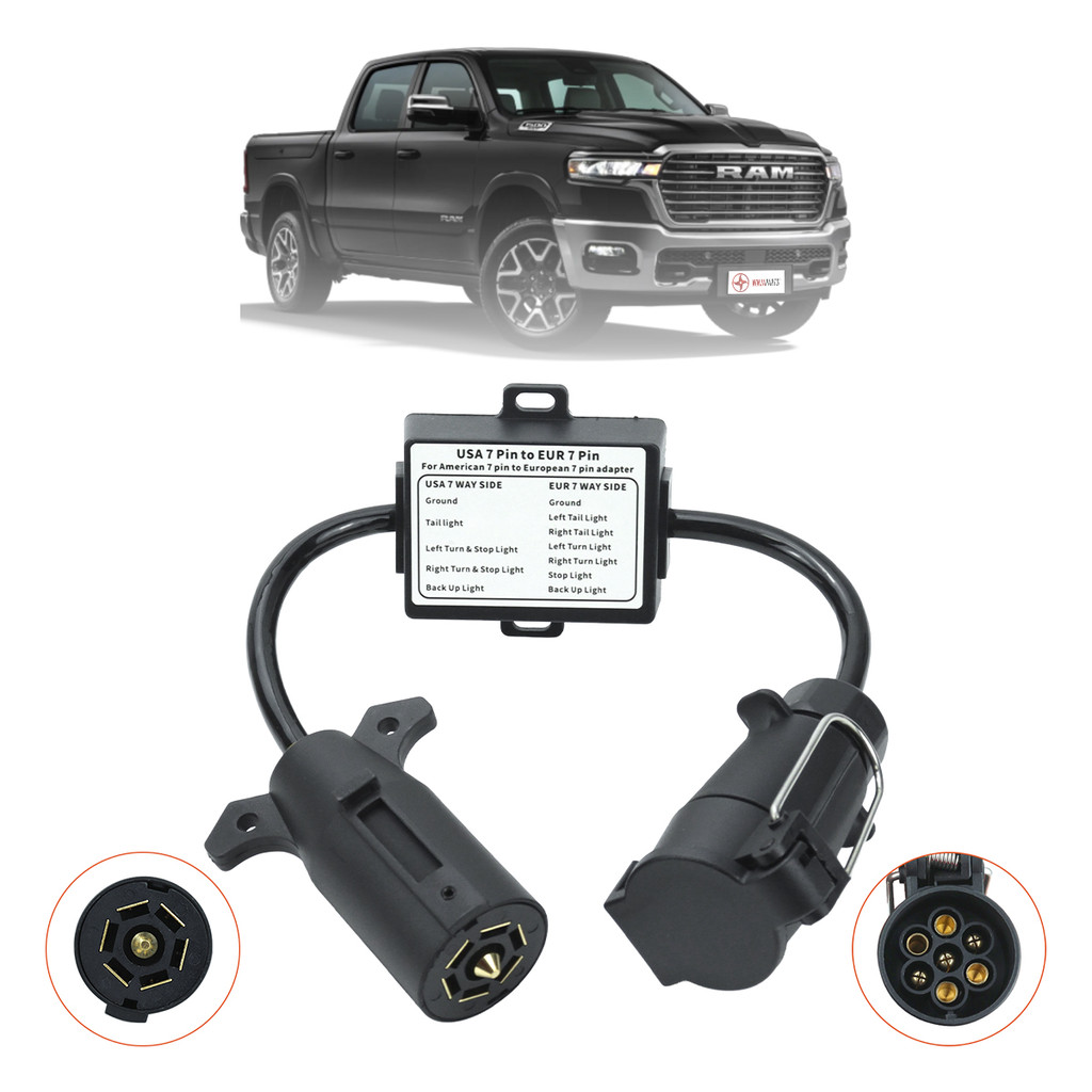 Tomada Engate Carretinha 7 Vias Dodge RAM 2012 a 2025 Adaptador Reboque Padrão Americano Brasileiro