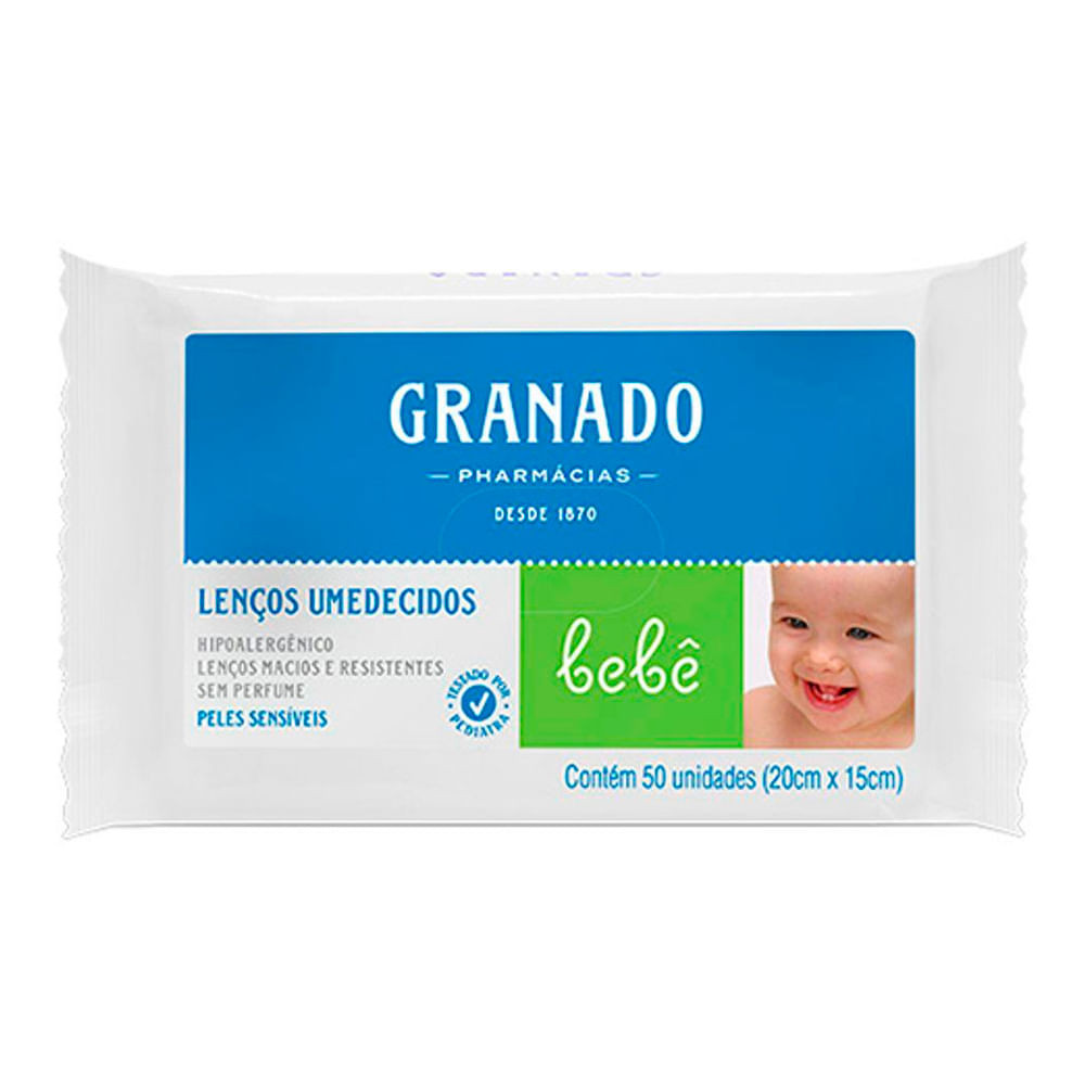 Lenço Umedecido Granado Bebê Pele Sensível 50 Unidades - Mom & Baby