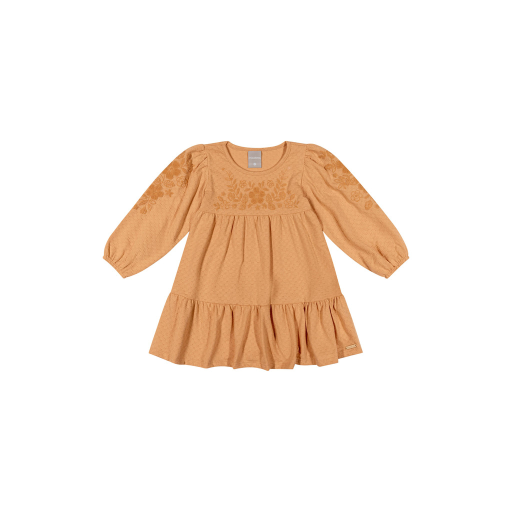 Vestido Infantil Menina Floral Texturizado Colorittá Laranja - Baby & Kids Fashion