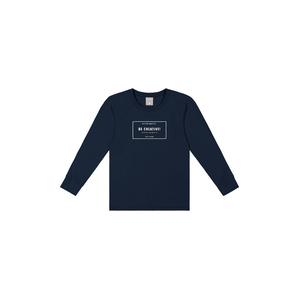 Camiseta Infantil Menino Manga Longa Creative Colorittá Azul - Baby & Kids Fashion