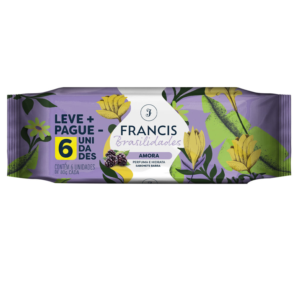 Kit Sabonete Em Barra Francis Brasilidades Amora 80g - 6 Unidades - Beauty