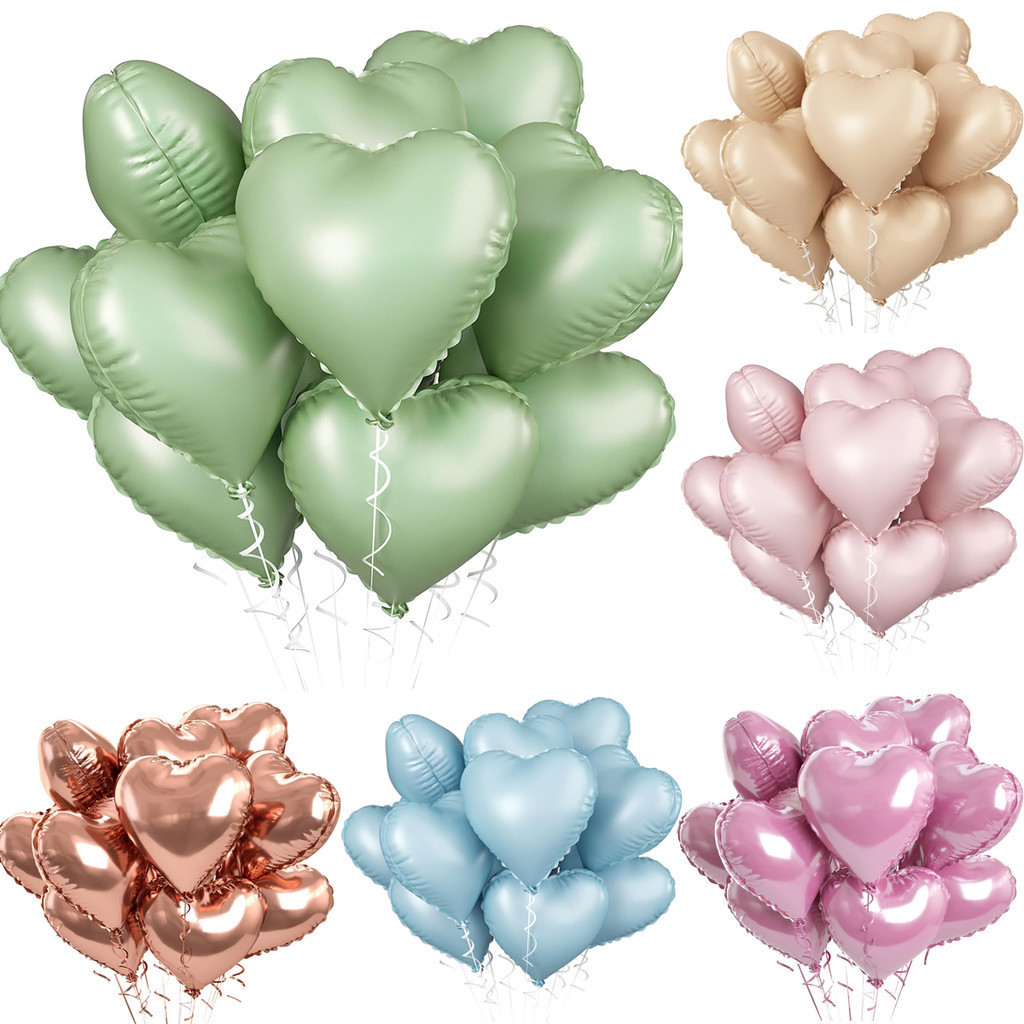 5/10pcs Balões De 18 Polegadas De Folha De Coração Pink Sage Green Heart Balloon em Oferta na Shopee