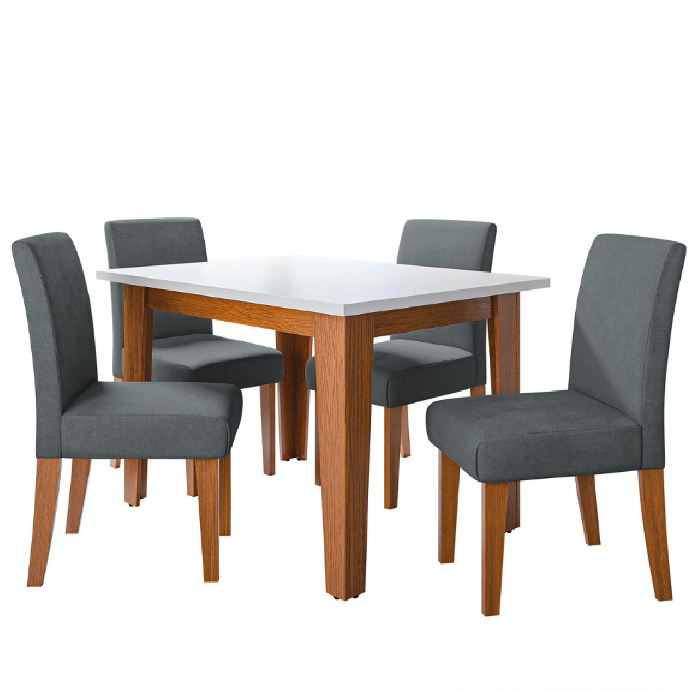 Imagem Conjunto Sala de Jantar Mesa Miami 1,20m 4 Cadeiras Trieste Dobuê
