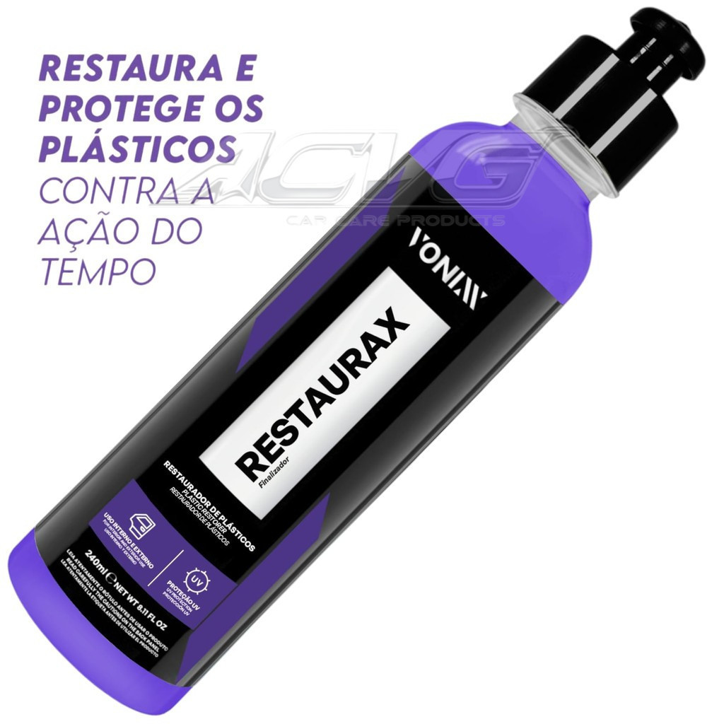 Restaurax 240ml Vonixx Restaurador e Revitalizador de Plásticos Internos e Externos em Oferta na Shopee