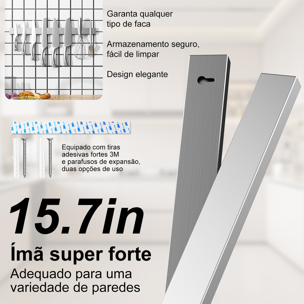 Tira Magnética Para Facas 39cm Suporte Magnético Para Facas