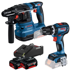 Kit Martelete Rotativo Rompedor GBH 185-LI + Paraf/Furad Imp 1/2" GSB 18V-90 C + 2 Bateria 4Ah + Carregador Rápido Bosch